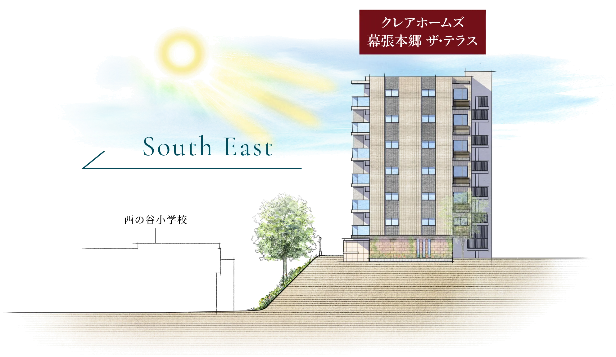隣接小学校高低差概念図